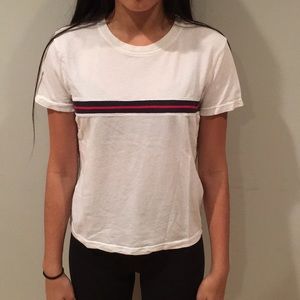 Blue and Red Stripe White Brandy Melville Top